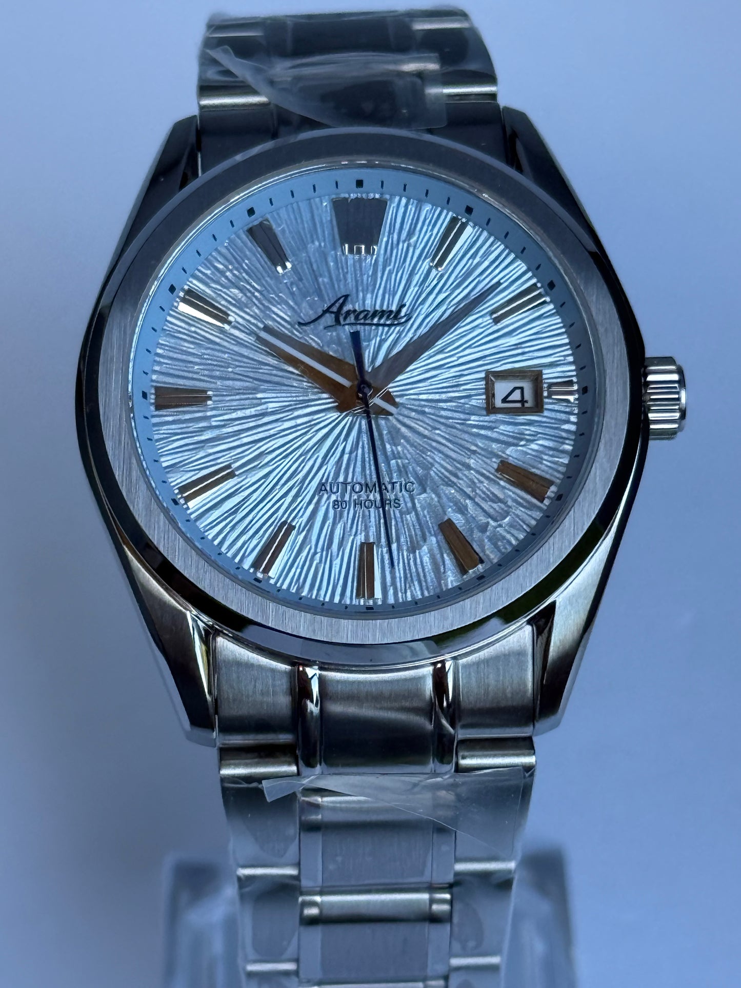 ARAMI MODS | Mod "Sky Frost" NH35 - Dial Texturizado Azul Glaciar, Zafiro y Acero 316L