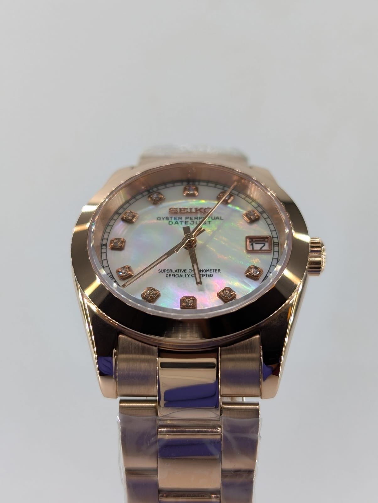 ARAMI MODS | Mod de Lujo 'Moon Shine' NH35 - Nácar, Chapado en Oro Rosa y Cristales