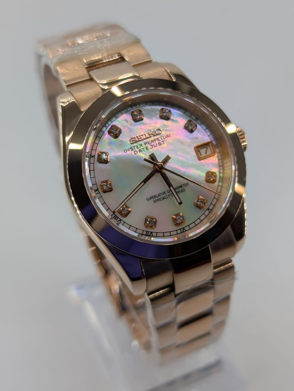 ARAMI MODS | Mod de Lujo 'Moon Shine' NH35 - Nácar, Chapado en Oro Rosa y Cristales