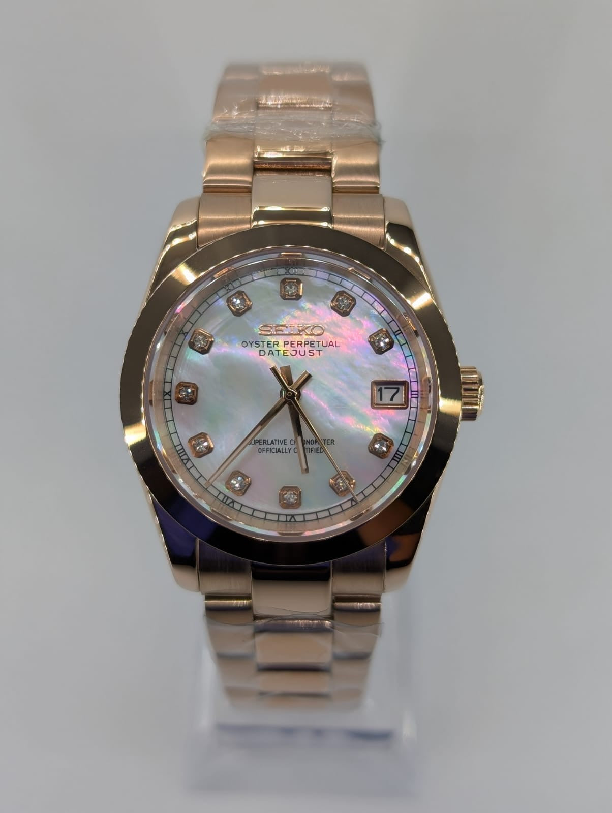 ARAMI MODS | Mod de Lujo 'Moon Shine' NH35 - Nácar, Chapado en Oro Rosa y Cristales