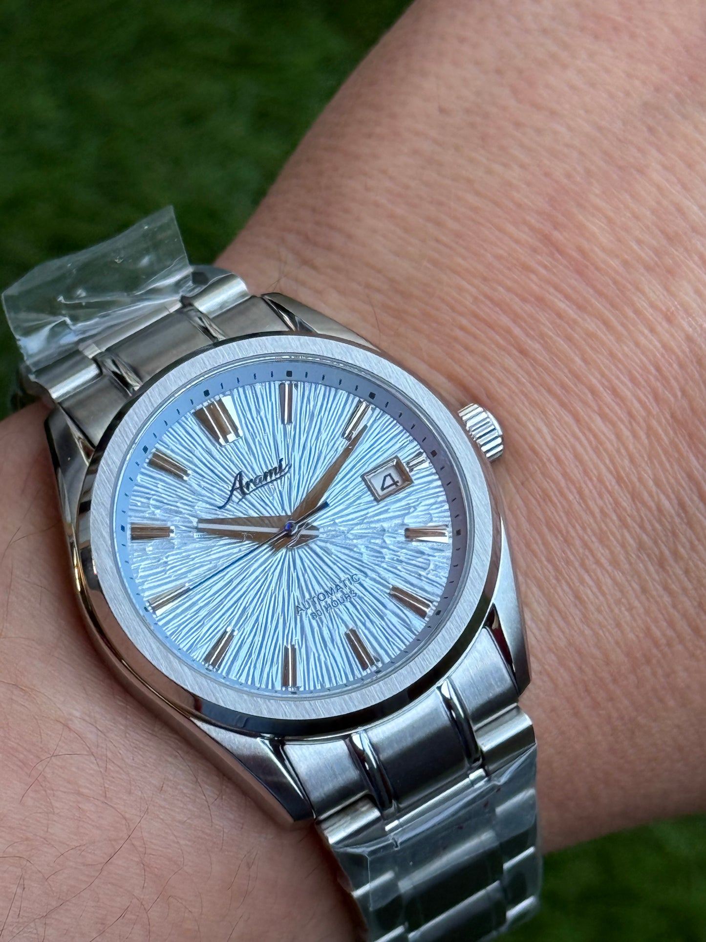 ARAMI MODS | Mod "Sky Frost" NH35 - Dial Texturizado Azul Glaciar, Zafiro y Acero 316L