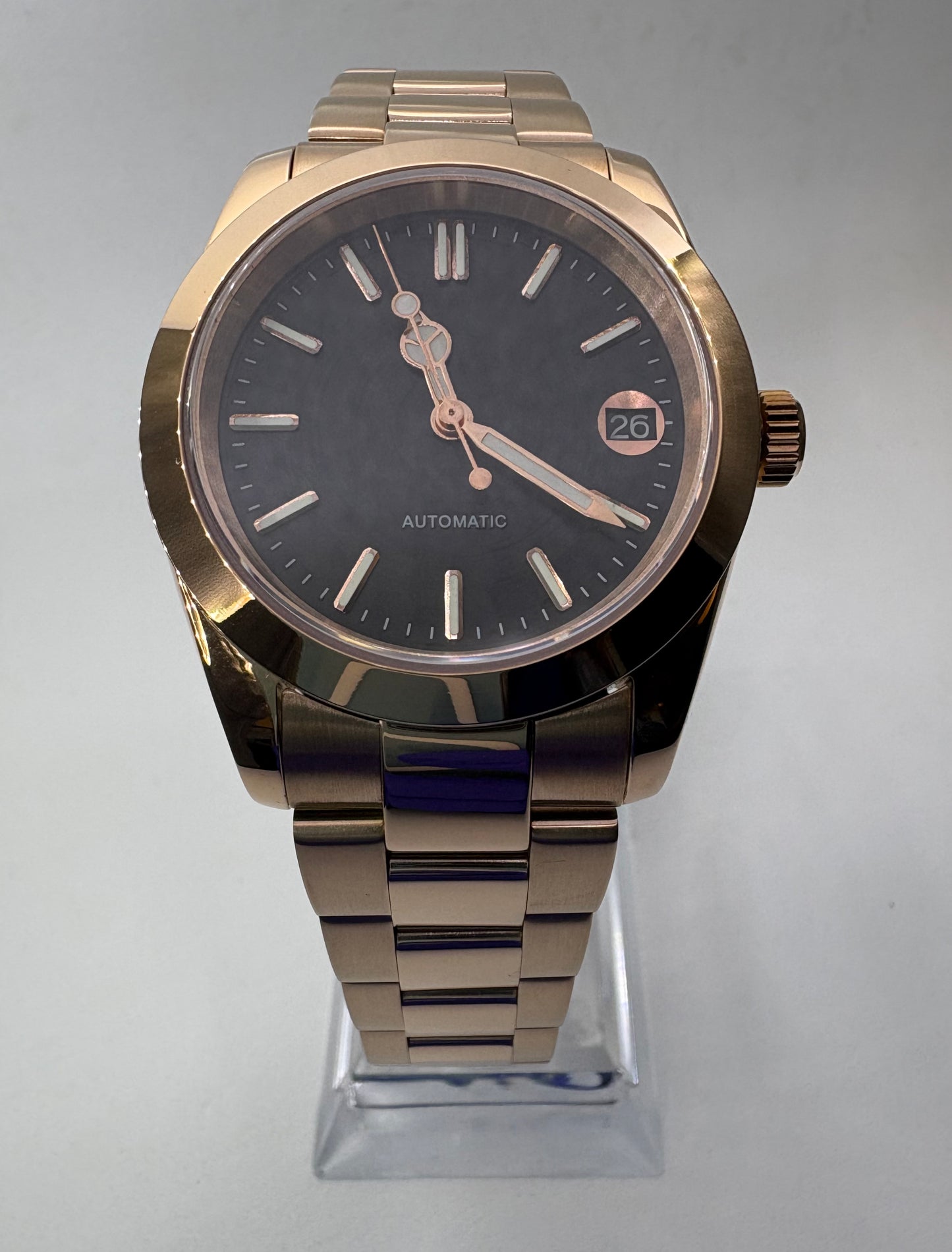 Obsidian Wave – Rose Gold Automático