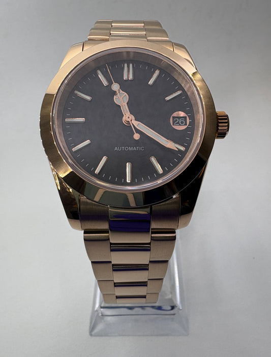 Obsidian Wave – Rose Gold Automático