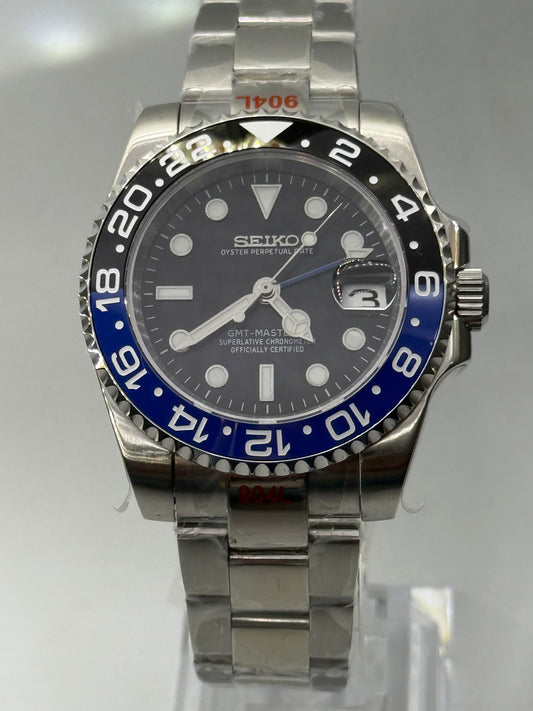 ARAMI MODS | Mod GMT "Batman" NH34 - Bisel Cerámico Azul/Negro, Cristal de Zafiro y Acero 904L